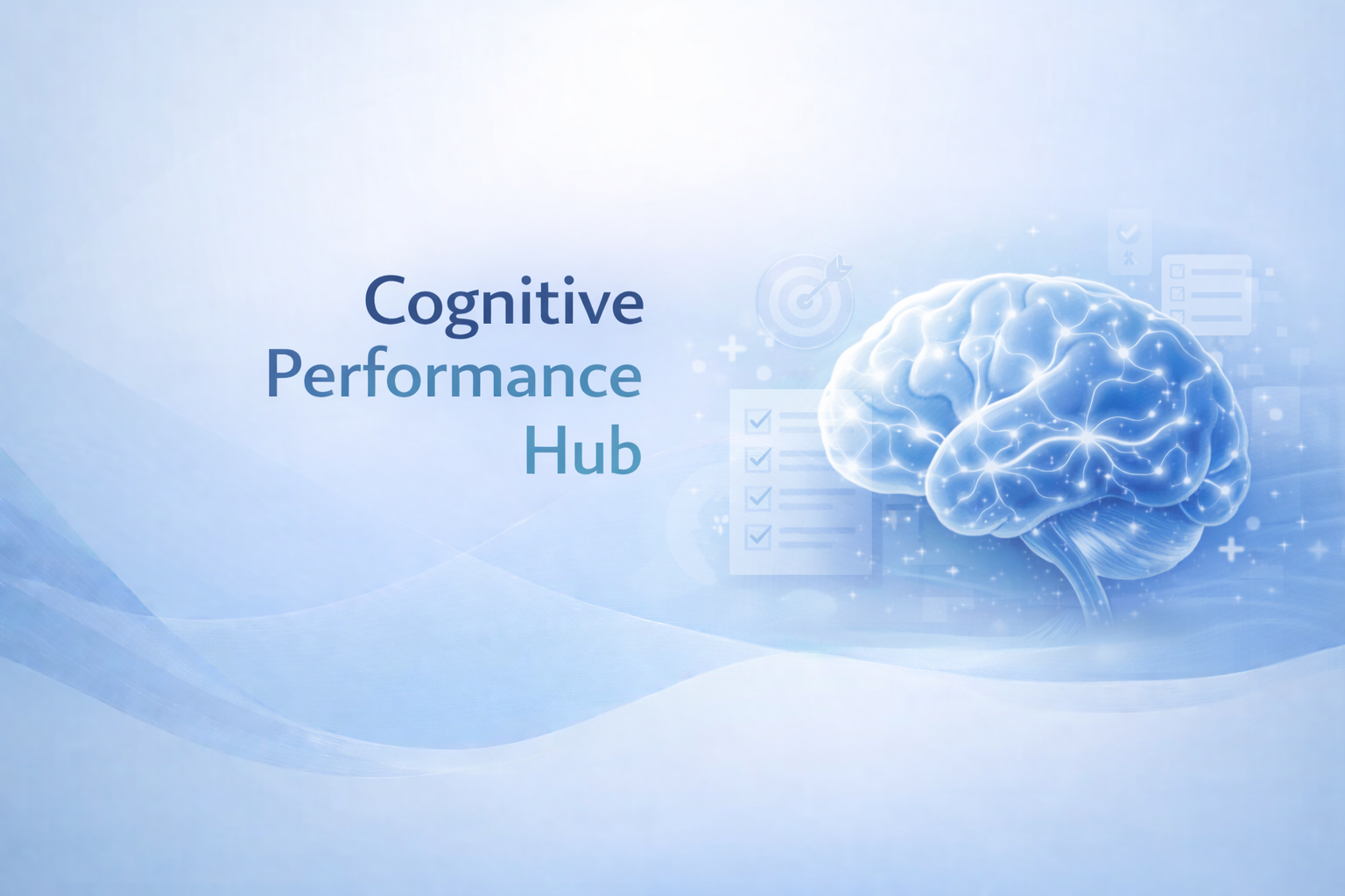 Cognitive Performance Hub homepage banner showing brain health and focus improvement