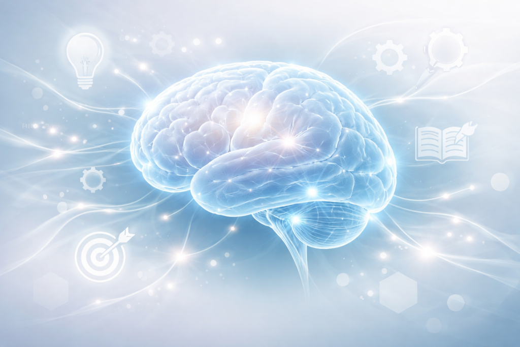 Memory and cognitive function featured image with glowing brain and neural connections