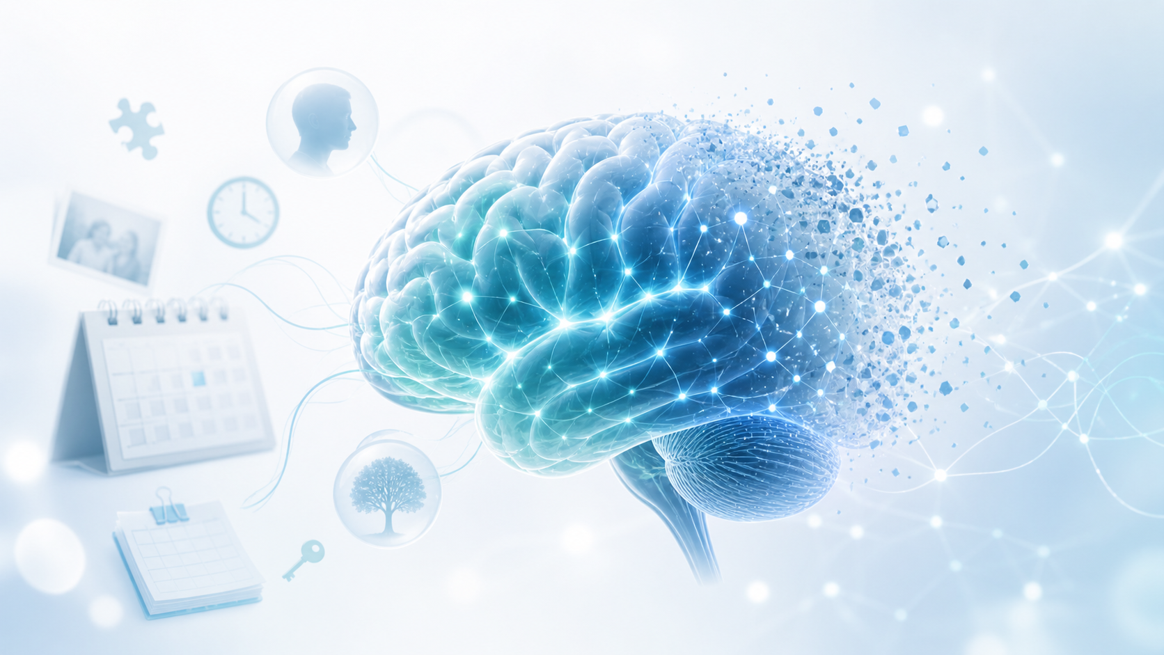 Early signs of memory loss featured image with glowing brain and recall concept