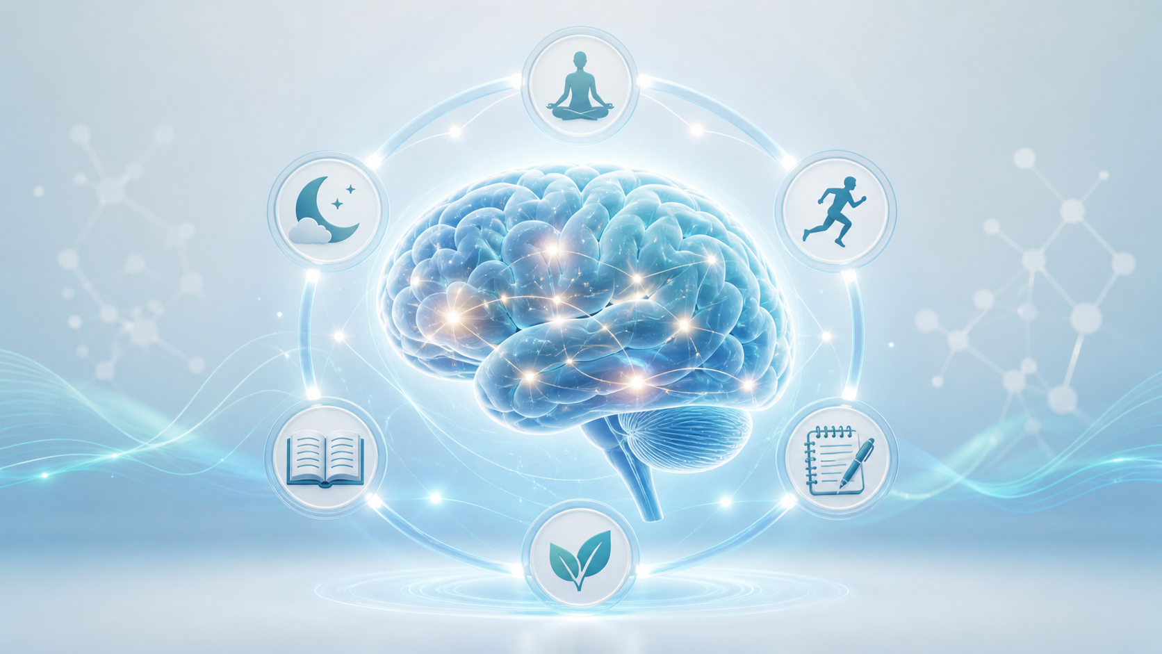 How to improve memory featured image with glowing brain and memory support cues