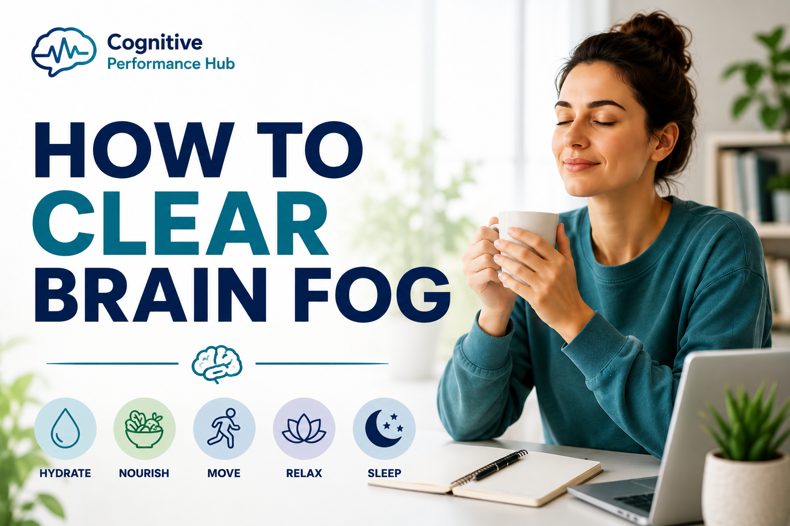 Person using practical strategies to clear brain fog and improve mental clarity.
